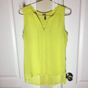 Neon Yellow Sleeveless Sheer Blouse